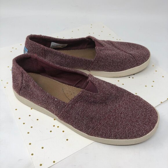 Toms Classic ALPARGATA Red/Burgundy Textured Shoes - Picture 2 of 7
